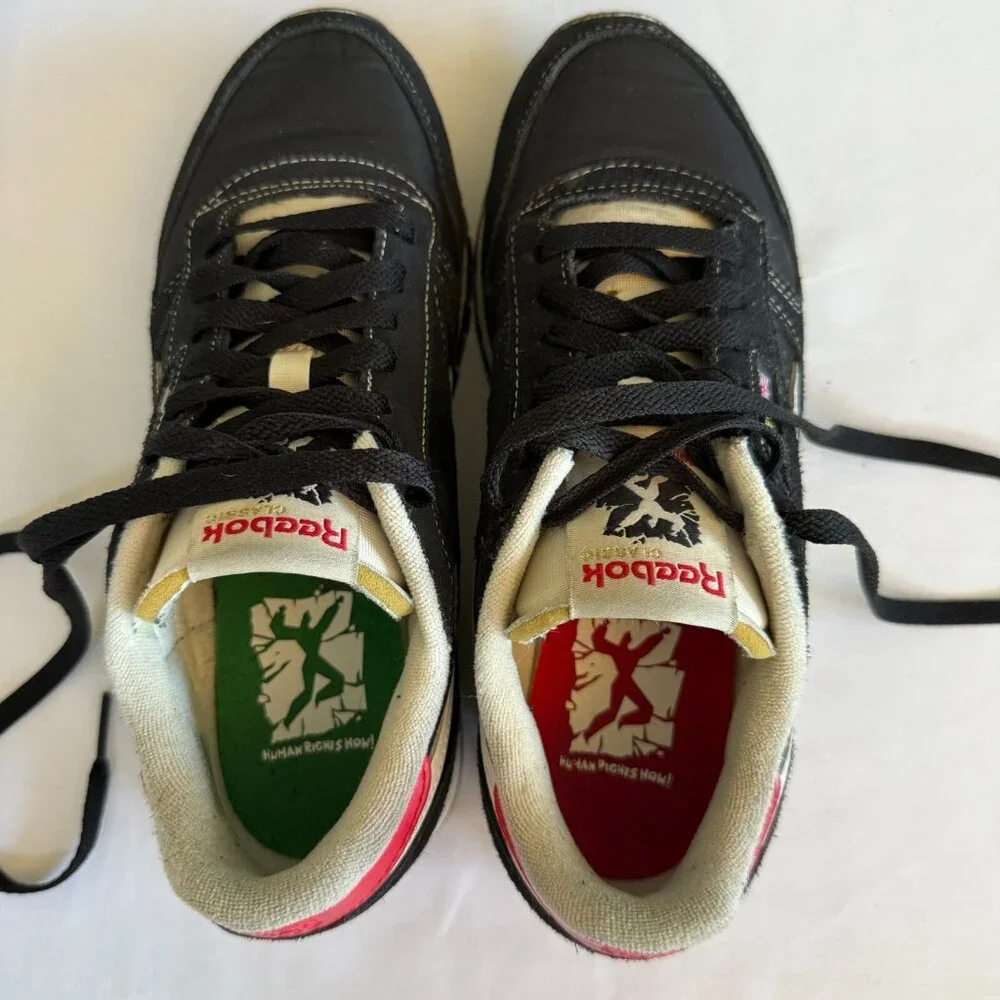 REEBOK HUMAN RIGHTS NOW CLASSIC LEATHER SHOES MENS 7 BLACK LIFESTYLE SNEAKERS